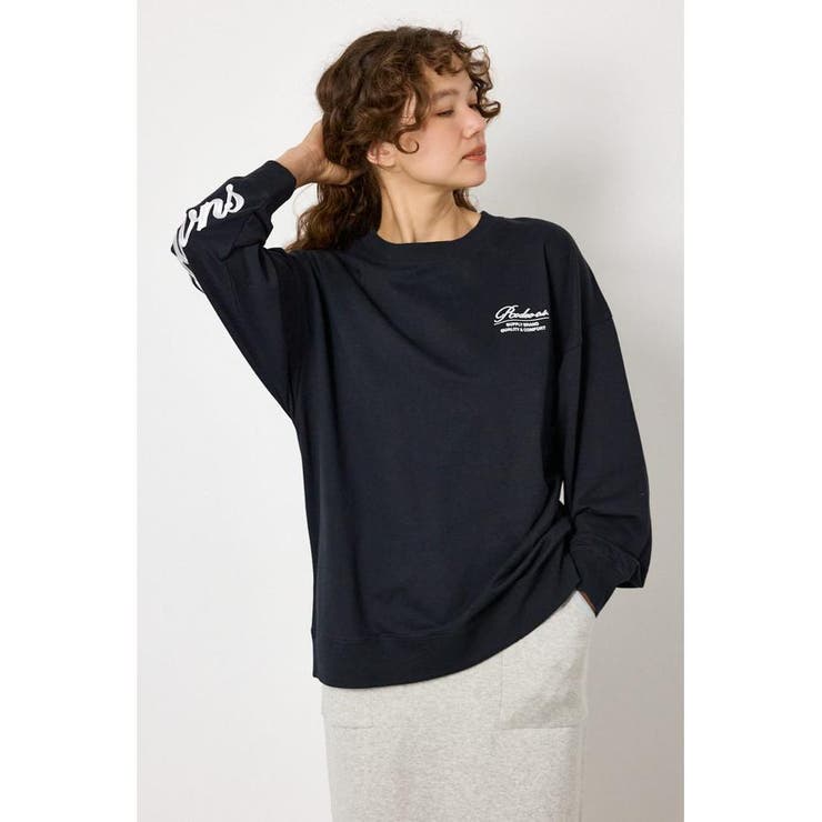 Embroidery スクリプトスウェットトップス[品番：BJLW0032665]｜RODEO 