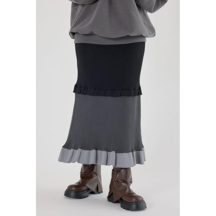 BLK | A-LIGHT フリル切替ニットスカート | RODEO CROWNS WIDE BOWL