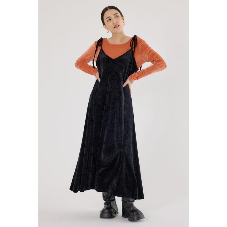 BLK | ベロアキャミワンピース | RODEO CROWNS WIDE BOWL