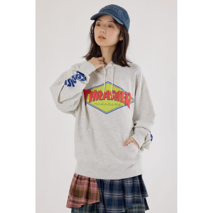 L/T.GRY1 | (THRASHER) レイヤードスウェットパーカー | RODEO CROWNS WIDE BOWL