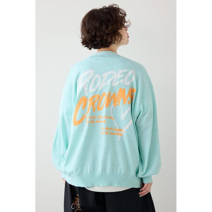 L/BLU1 | ネオンカラーロゴニットカーディガン | RODEO CROWNS WIDE BOWL