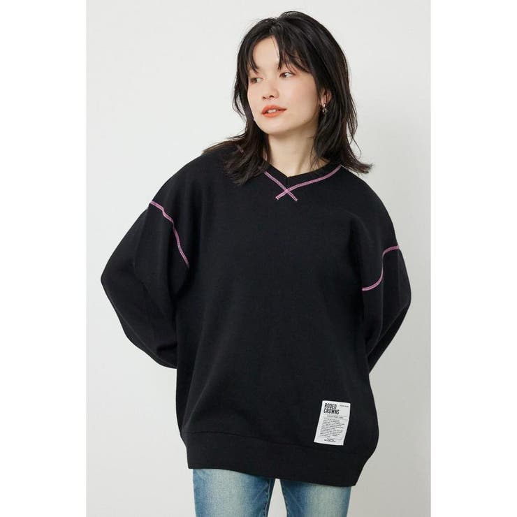 BLK | スウェットライク2wayネックニットトップス | RODEO CROWNS WIDE BOWL