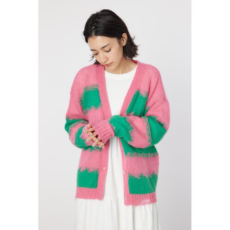 Grunge Border Knit カーディガン | RODEO CROWNS WIDE BOWL | 詳細画像1 