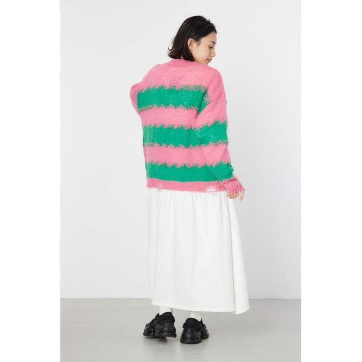 Grunge Border Knit カーディガン | RODEO CROWNS WIDE BOWL | 詳細画像6 