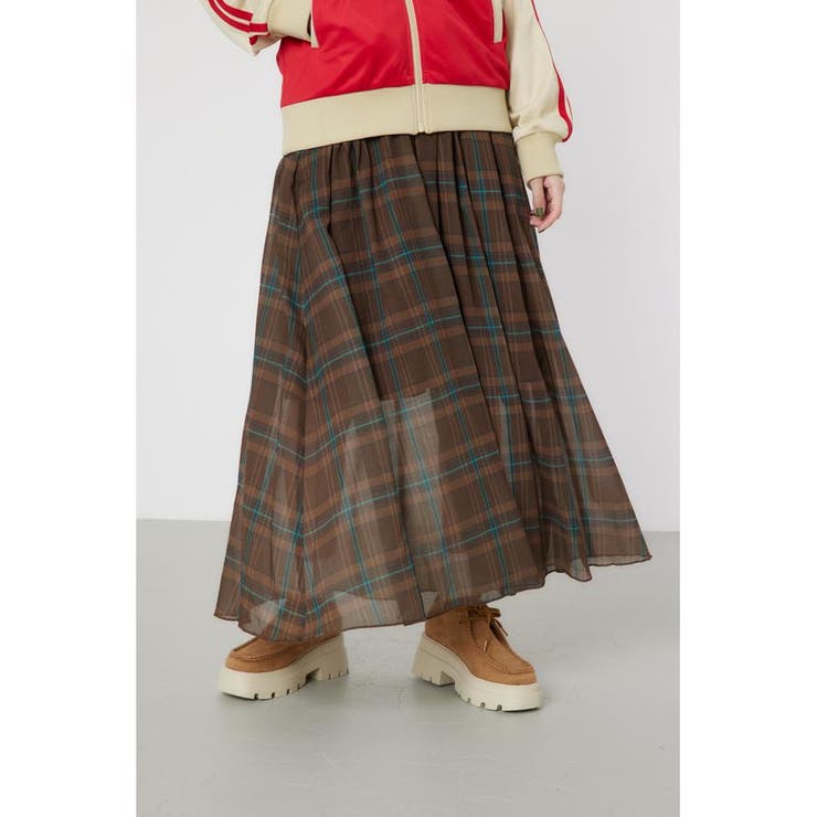 柄BRN5 | シアーチェックスカート | RODEO CROWNS WIDE BOWL