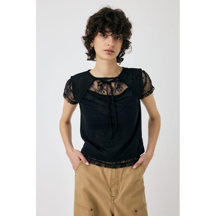 LACE LAYERED OPEN NECK トップス | MOUSSY OUTLET | 詳細画像5 