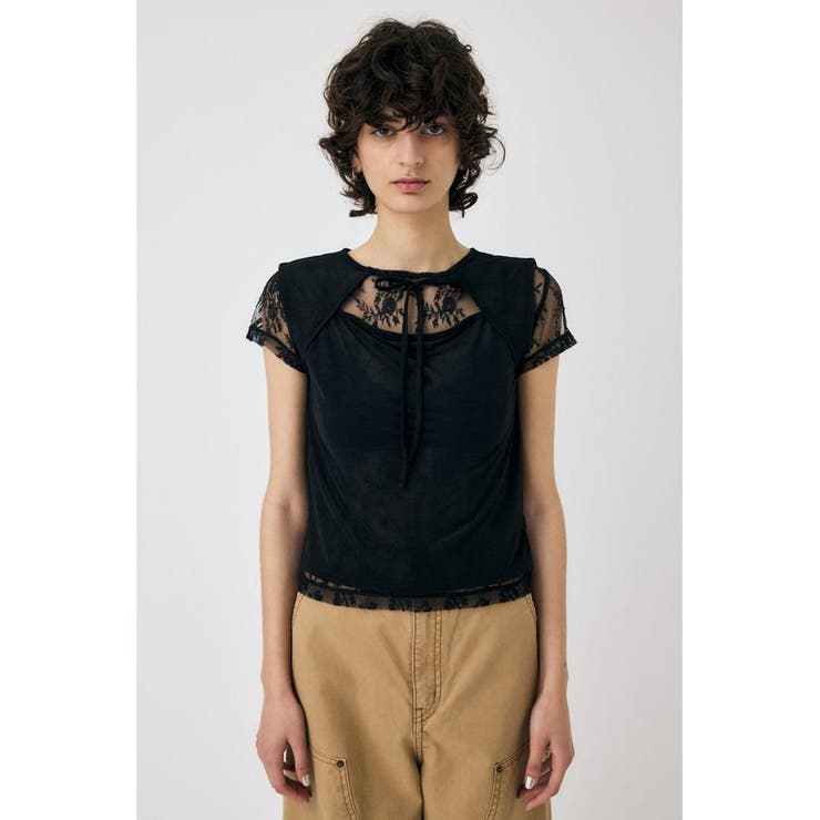 LACE LAYERED OPEN NECK トップス | MOUSSY OUTLET | 詳細画像6 