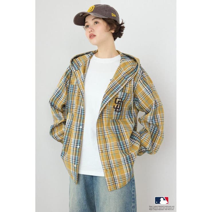 柄BRN5 | (MLB)フードチェックシャツ | RODEO CROWNS WIDE BOWL