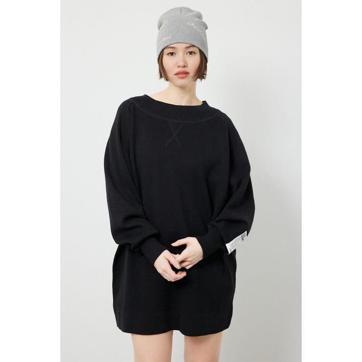 BLK | スウェットライクオフショルニットワンピース | RODEO CROWNS WIDE BOWL