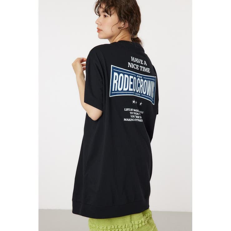 BLK | Oblong Logo デニムアップリケTワンピース | RODEO CROWNS WIDE BOWL