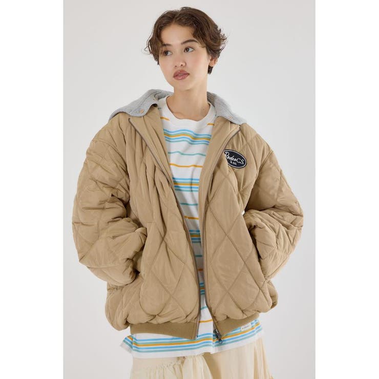 BEG | キルティングフードブルゾン | RODEO CROWNS WIDE BOWL