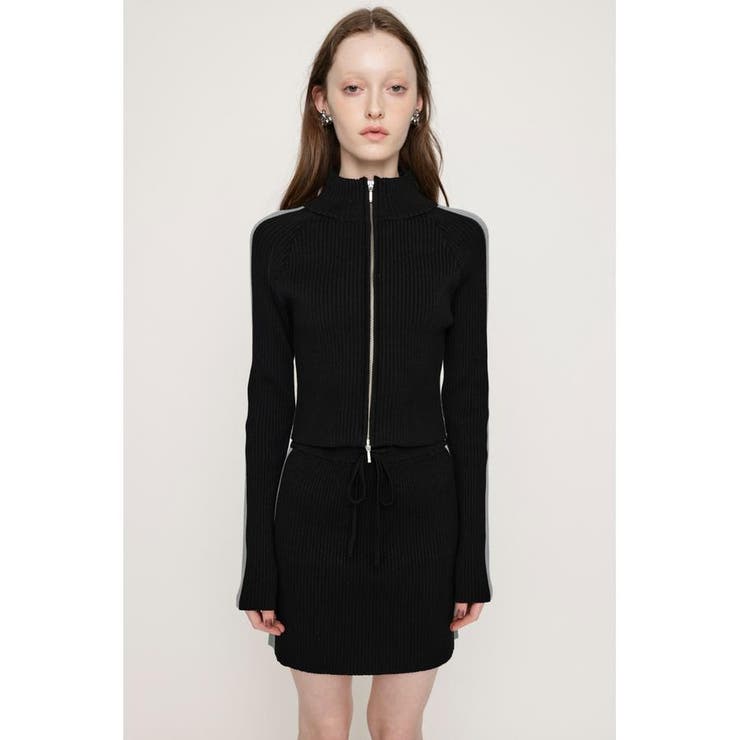 BLK | KNIT TRACK SIDE LINE ショートスカート | SLY OUTLET