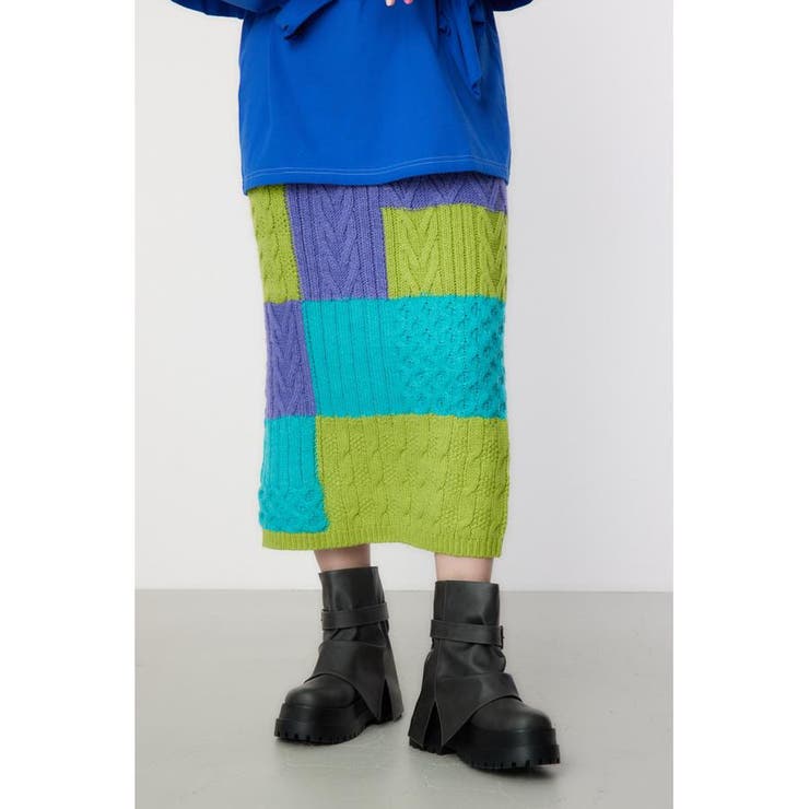 柄PUR5 | Custom ケーブルニット スカート | RODEO CROWNS WIDE BOWL