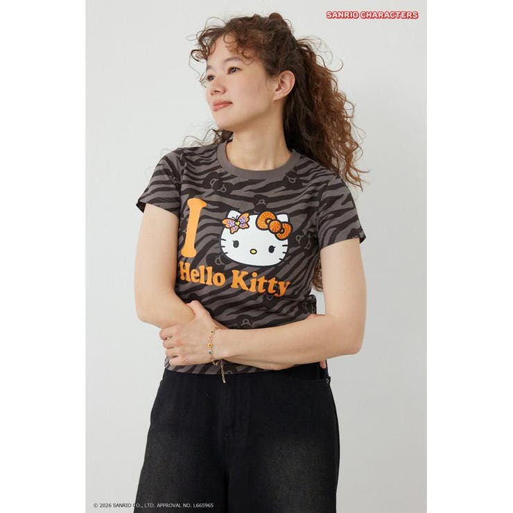 柄GRY5 | (HELLO KITTY) Face Tシャツ | RODEO CROWNS WIDE BOWL