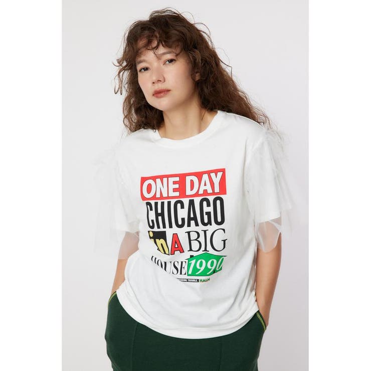 O/WHT1 | ONE DAY 袖チュールトップス | RODEO CROWNS WIDE BOWL