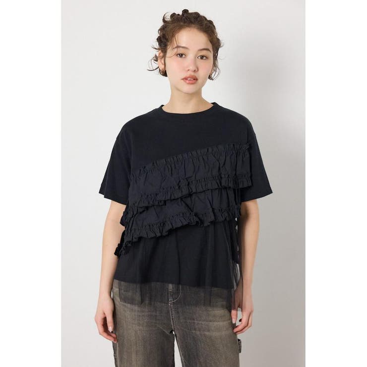 BLK | 布帛チュールドッキングトップス | RODEO CROWNS WIDE BOWL
