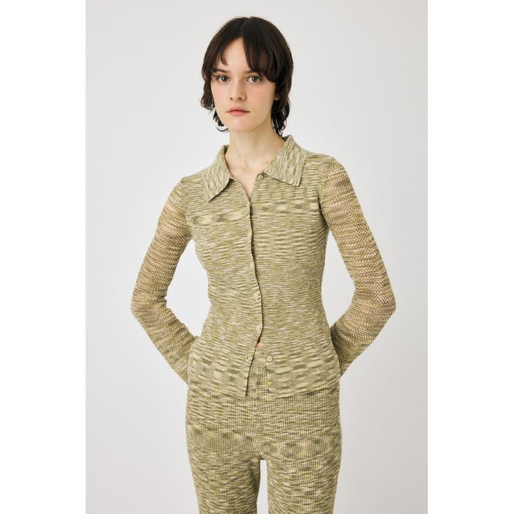 GRN | MULTI BORDER ニットシャツ | MOUSSY OUTLET