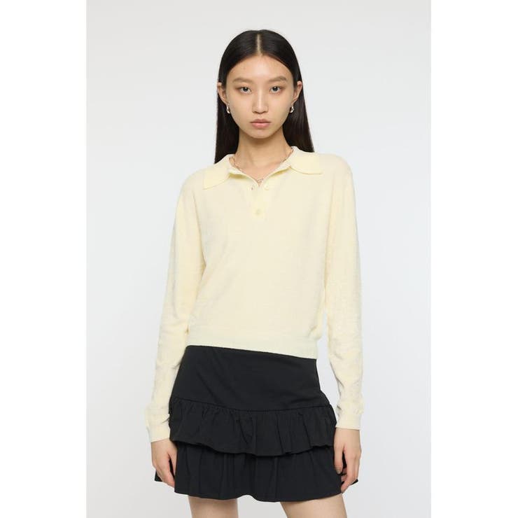 L/YEL1 | VELOUR TOUCH KNIT ポロ | MOUSSY OUTLET