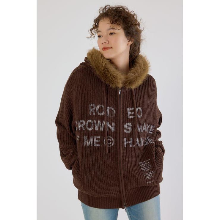 BRN | FADE LOGOニットジップフーディー | RODEO CROWNS WIDE BOWL