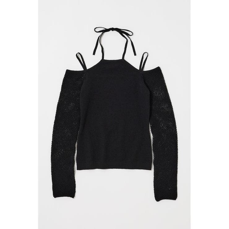 BLK | OPEN SHOULDER HALTER ニットトップス | MOUSSY OUTLET