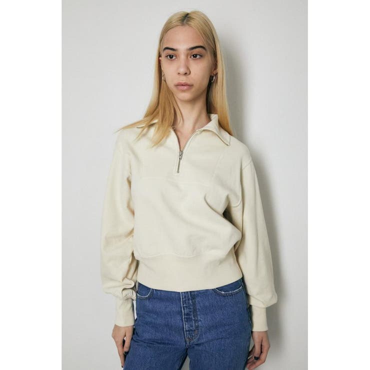 HALF ZIP SWEAT シャツ moussy ハーフジップ スウェット BLACK BY MOUSSY（ブラックバイマウジー）の「half zip sweat