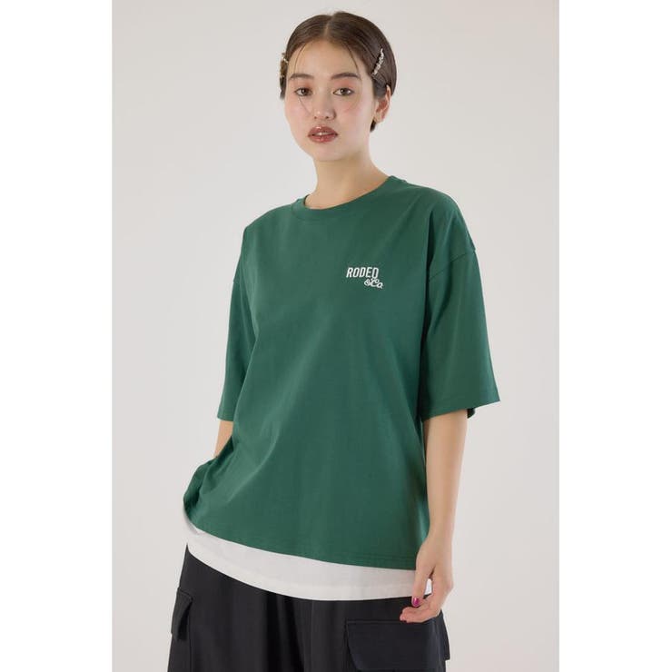 D/GRN3 | フェイクレイヤードスクリプトロゴ Tシャツ | RODEO CROWNS WIDE BOWL