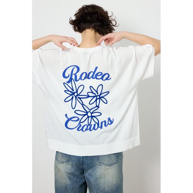 O/WHT1 | フラワーロゴニットトップス | RODEO CROWNS WIDE BOWL