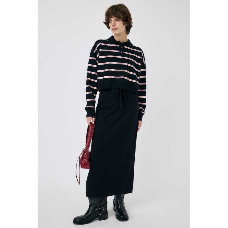 BLK | PENCIL ニットスカート | MOUSSY OUTLET