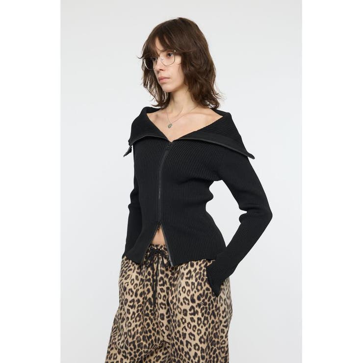 BIG COLLAR ZIP UP ニットトップス | MOUSSY OUTLET | 詳細画像5 