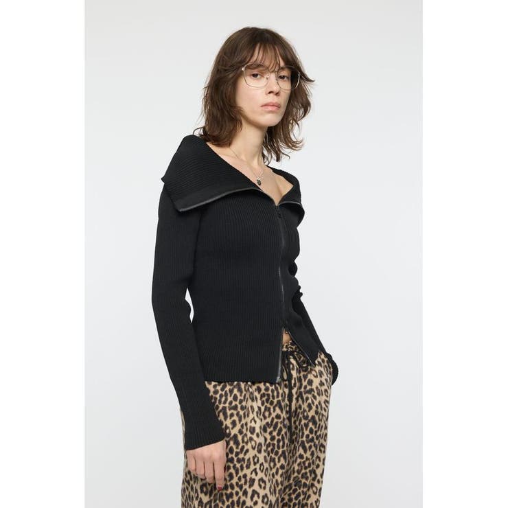 BIG COLLAR ZIP UP ニットトップス | MOUSSY OUTLET | 詳細画像6 