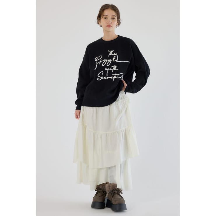 Frayed Lettering ニットトップス | RODEO CROWNS WIDE BOWL | 詳細画像5 