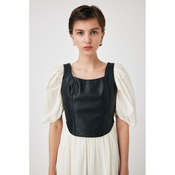 BLK | F/LEATHER BUSTIER トップス | MOUSSY OUTLET