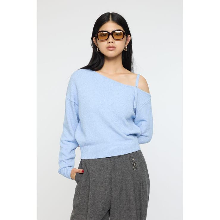 L/BLU1 | BUTTON STRAP ワンショルダートップス | MOUSSY OUTLET