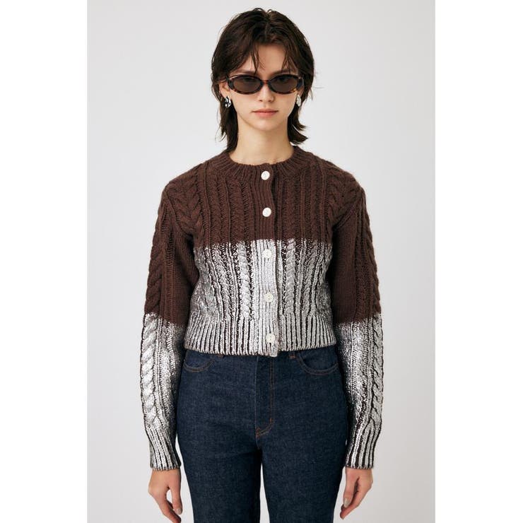 FOIL PRINT CABLE カーディガン | MOUSSY OUTLET | 詳細画像10 