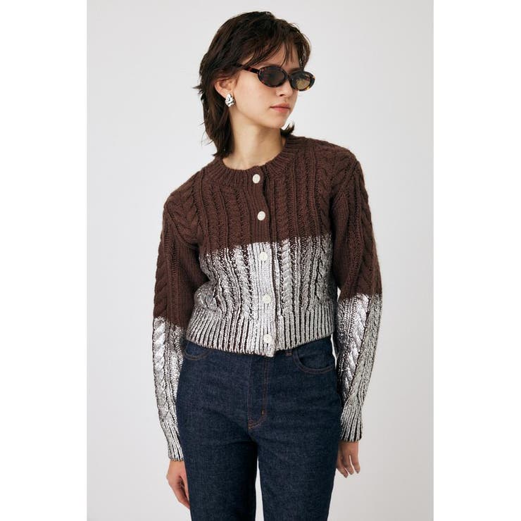 FOIL PRINT CABLE カーディガン | MOUSSY OUTLET | 詳細画像6 