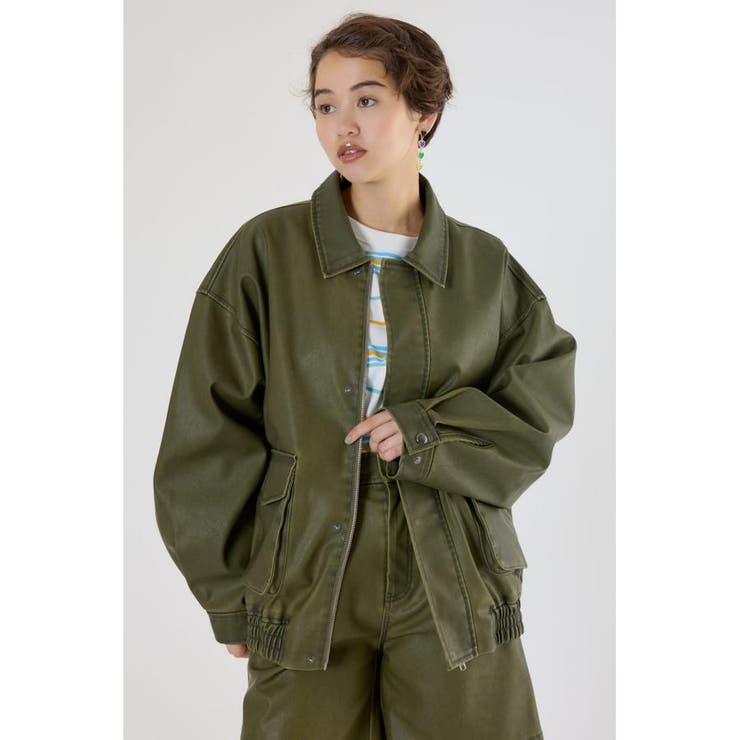 D/GRN3 | ヴィンテージフェイクレザーブルゾン | RODEO CROWNS WIDE BOWL