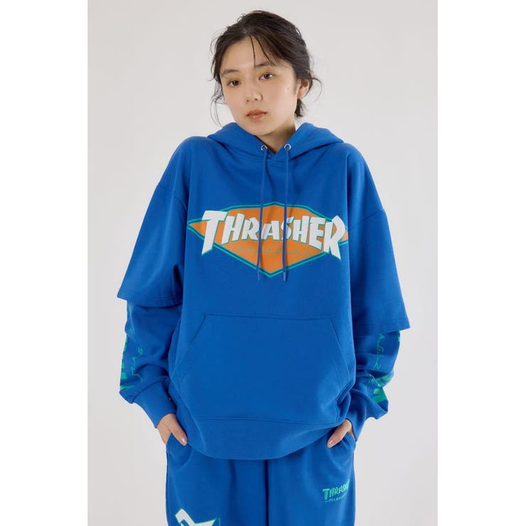 BLU | (THRASHER) レイヤードスウェットパーカー | RODEO CROWNS WIDE BOWL