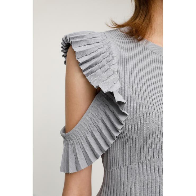 ★SIO★PLEATS SLEEVELESS TOP [BROWN]★正規品/韓国送料込 SHEER CARDBOARD PUFF SHOULDER TOP