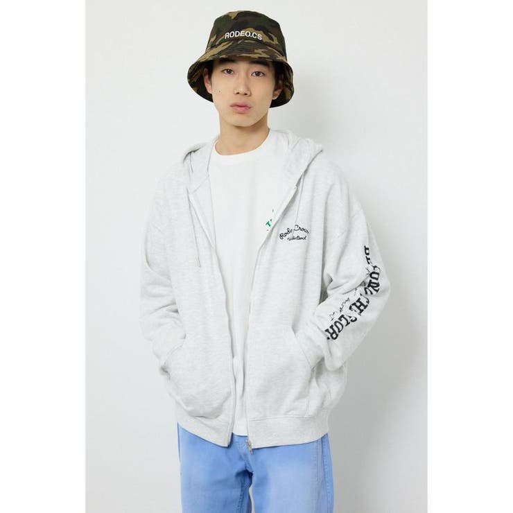 L/T.GRY1 | タイポグラフィーZIPパーカー | RODEO CROWNS WIDE BOWL