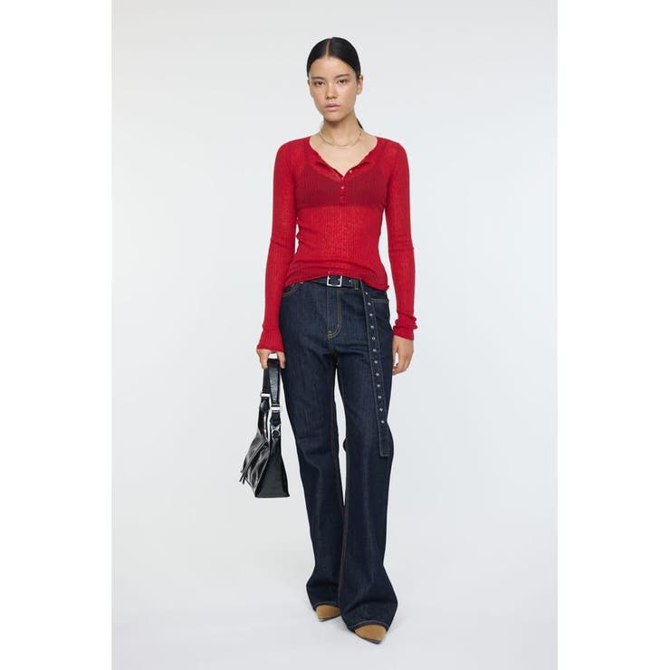 SHEER HENRY NECK ニットトップス | MOUSSY OUTLET | 詳細画像20 
