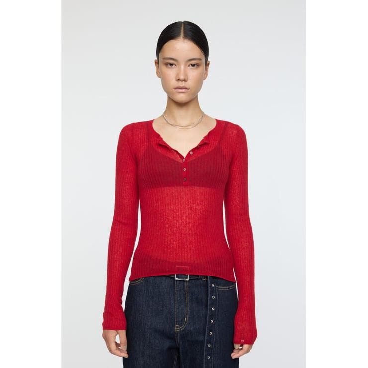 SHEER HENRY NECK ニットトップス | MOUSSY OUTLET | 詳細画像23 