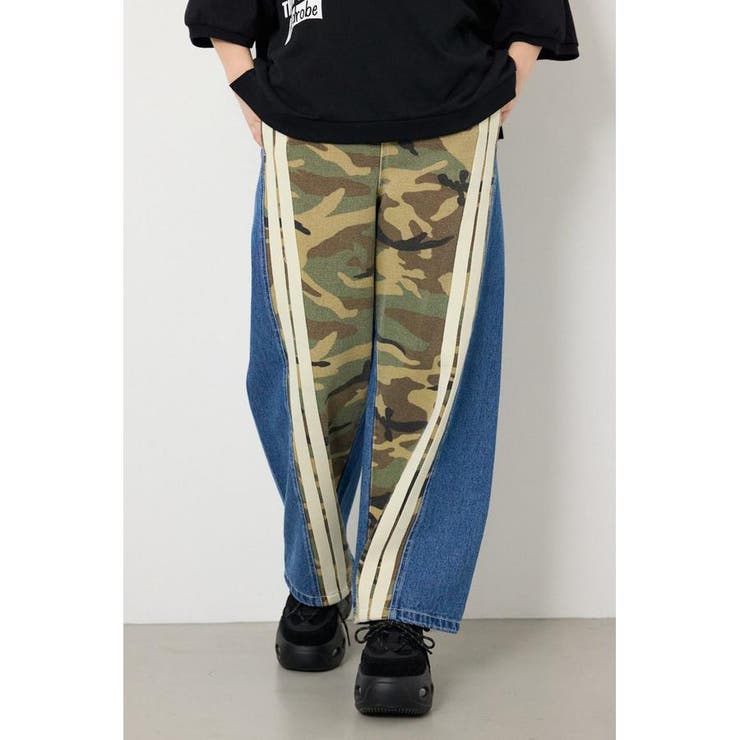 迷彩 | アソートパターン切り替えラインデニム | RODEO CROWNS WIDE BOWL