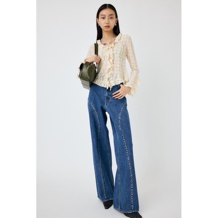 BLU | STUDDED ワイドストレートデニム | MOUSSY OUTLET
