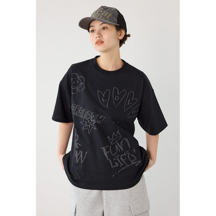 クレヨンタッチ同色発泡プリントTシャツ | RODEO CROWNS WIDE BOWL | 詳細画像12 