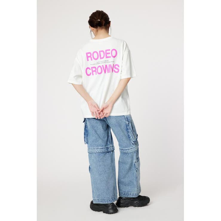 【USED】ロデオクラウンズワイドボウル シャギーコート 柄BEG フリーサイズ COLOR BACK LOGO Tシャツ[品番：BJLW0027814]｜RODEO CROWNS