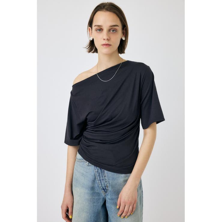 L/BLK1 | ASYMMETRY ショルダーTEE | MOUSSY OUTLET