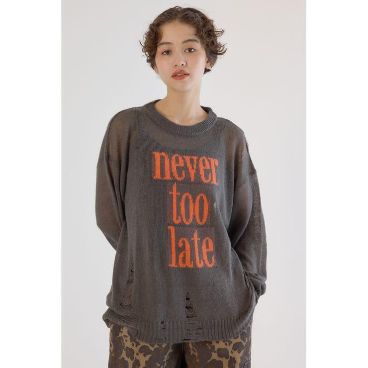 C.GRY | メッセージダメージニットトップス | RODEO CROWNS WIDE BOWL