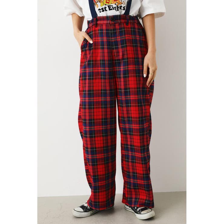 WEB限定）2WAY チェックサスペンダーパンツ[品番：BJLW0025767