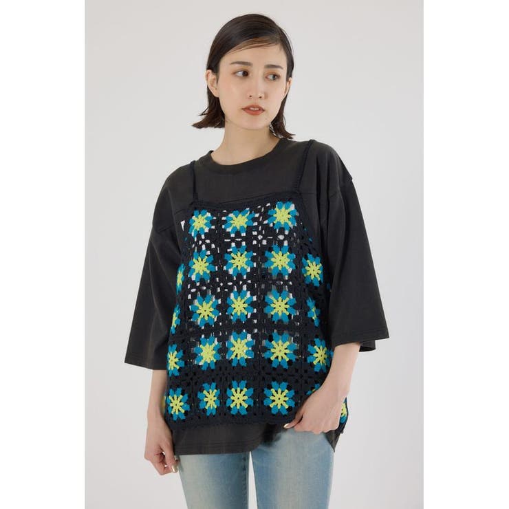 柄BLK5 | FLOWERクロシェキャミソール | RODEO CROWNS WIDE BOWL