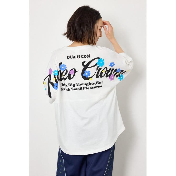 O/WHT1 | フラワースクリプトロゴ5分袖Tシャツ | RODEO CROWNS WIDE BOWL